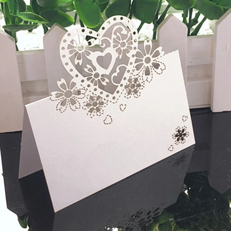 White Lace Name Place Cards Wedding Decoration Table Decor Table Name Message Greeting Card Party Christmas Decoration 50pcs