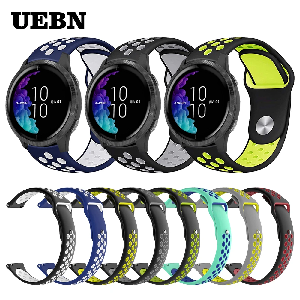 

UEBN 20mm Watch Accessories For Garmin Venu watch Silicone Strap for Garmin Move 3 / Luxe / Style Replacement bracelet Watchband