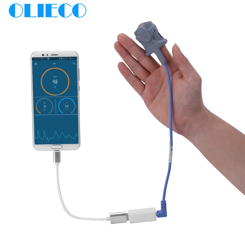 Kaufen 1 Sensor USB Finger pulsoximeter für Android Handy mit OTG Funktion Erwachsene Kinder SpO2 PR Oximetro Schlaf Herz Rate monitor