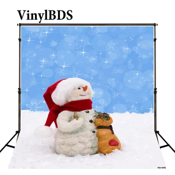 

VinylBDS Photograohy Backdrop Decoracion Navidad Backdrop Boneco De Neve Photo Blue Background Snowflakes Backdrops for Studio