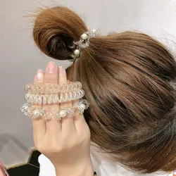1 шт. резинки для волос с жемчугом аксессуары для волос для девочек резинка для волос Веревка для волос спиральная форма резинка для волос