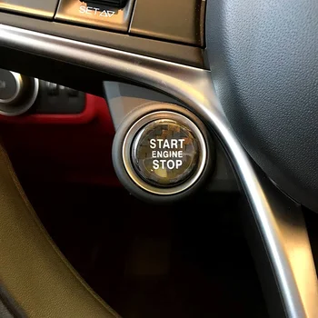 

for Alfa Romeo Giulia Stelvio Sticker Car Styling Carbon Fiber Engine Start Stop Button Stickers Trim Cover Stickers Car