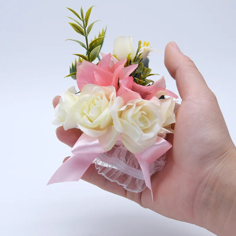 Цветок на запястье для подружки невесты одежда декоративные аксессуары рук