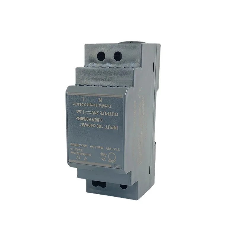 HDR-30-24 초슬림 스텝 모양 DIN 레일 전원 공급 장치 단락 보호 LED 표시기, DC 24V 1.5A 36W 전원 켜기