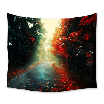 

Street Scenery Tree Red Leave Tapestry Wall Hanging Polyester Home Bedroom Decor Bedspread Beach Mat Blanket Yoga Mat Dorm Decor