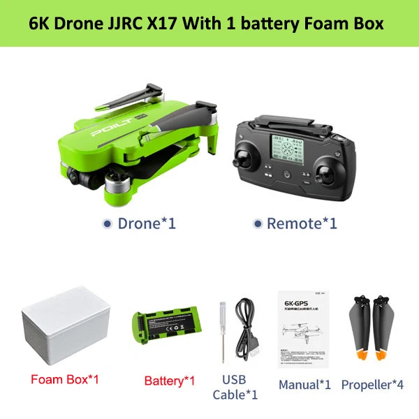 JJRC X17 RC Drone With Dual Camera 6K Quadcopter GPS 30 Minutes Operating Time Optical Flow Brushless Foldable Helicopter Toy