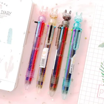 

Cartoon 6 Colors Lovely Rabbit Ballpoint Pen Multicolor Kawaii Creative Animal Ball Pen for Kids Gift School Stationery Supply