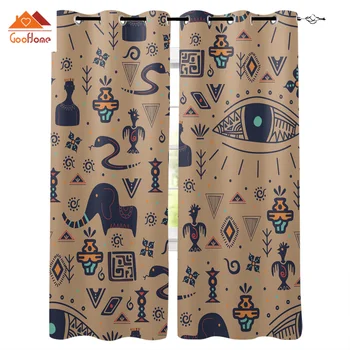 

Indigenous Elephant Snake Eyes Ethnic Window Curtains Living Room Outdoor Fabric Drapes Curtain Home Decor