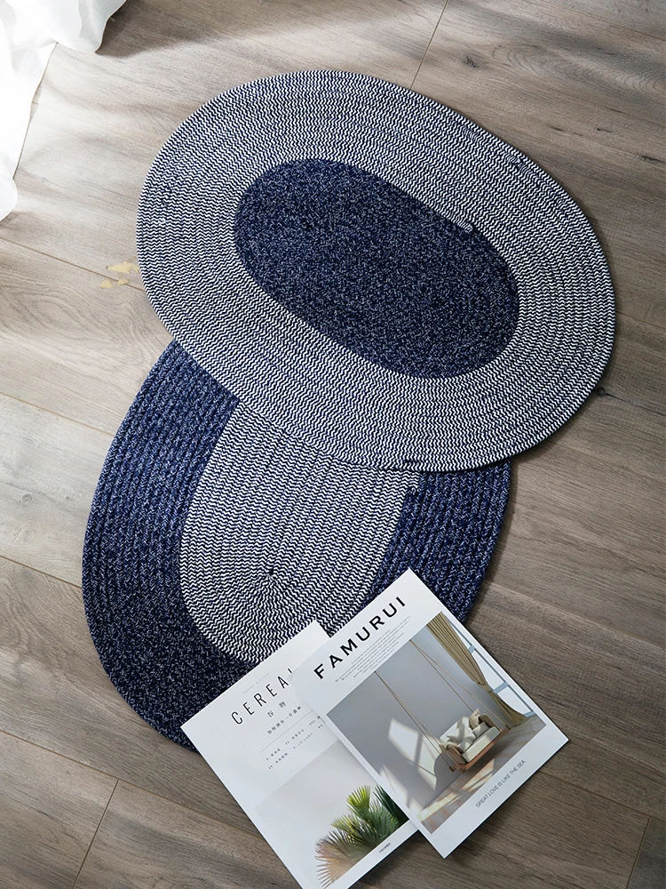 50x69 см, скандинавский простой Овальный коврик для двери, коврик для двери, хлопковый коврик, нескользящий домашний декор