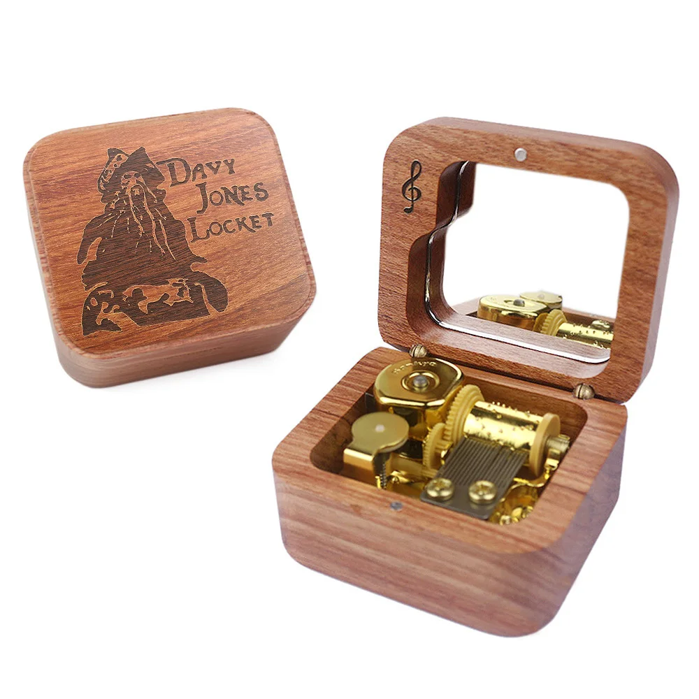 Sinzyo Davy Jones Rosewood Box Music Box Wood Carved Mechanism Musical Wind Up Gift for Christmas