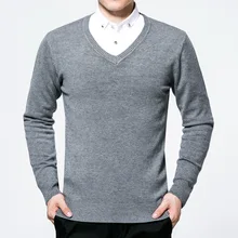 Зимний осенний свитер, Мужская шерстяная одежда с длинным рукавом, Мягкие плотные свитера с v-образным вырезом, пальто, пуловер, свитер