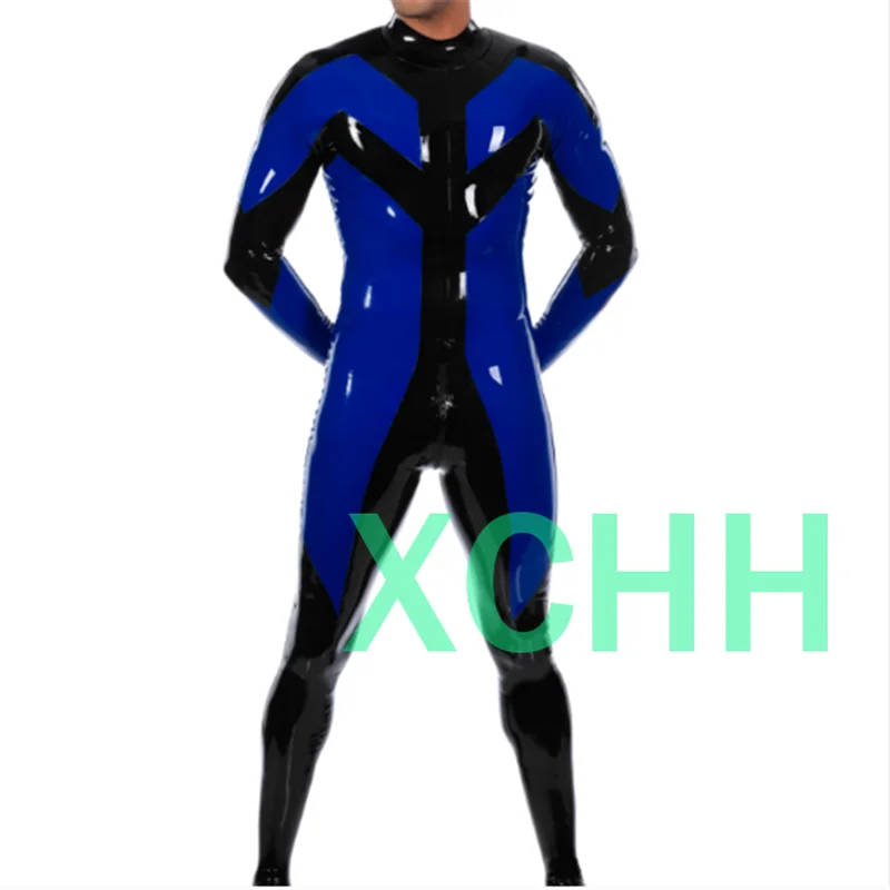 Sexy Latex Man Body Catsuit with socks back zippers alice in wonderland costume adult cosplay costume sexy lingerie for men