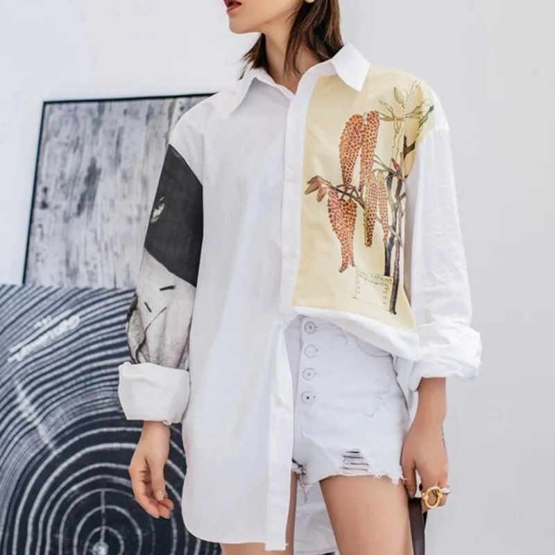 

XUXI Sexy 2020 New Summer Thin Loose Women Dresses Big Size Printed TURN-down Collar Shirt Dress Fashion Blouse Tide FZ1919