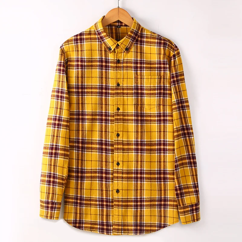 Kopen Hoge Kwaliteit mannen Mode Plaid Lange Mouwen Flanel 100% Katoen Zachte Mannelijke Sociale Slim Fit Shirts Anti  krimp Ontwerp