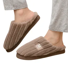 Winter Warm Large Size Mens Women's Couples Rabbit Non-slip Floor Home Flock Cover Toe Slippers Bedroom Shoes sapato masculino