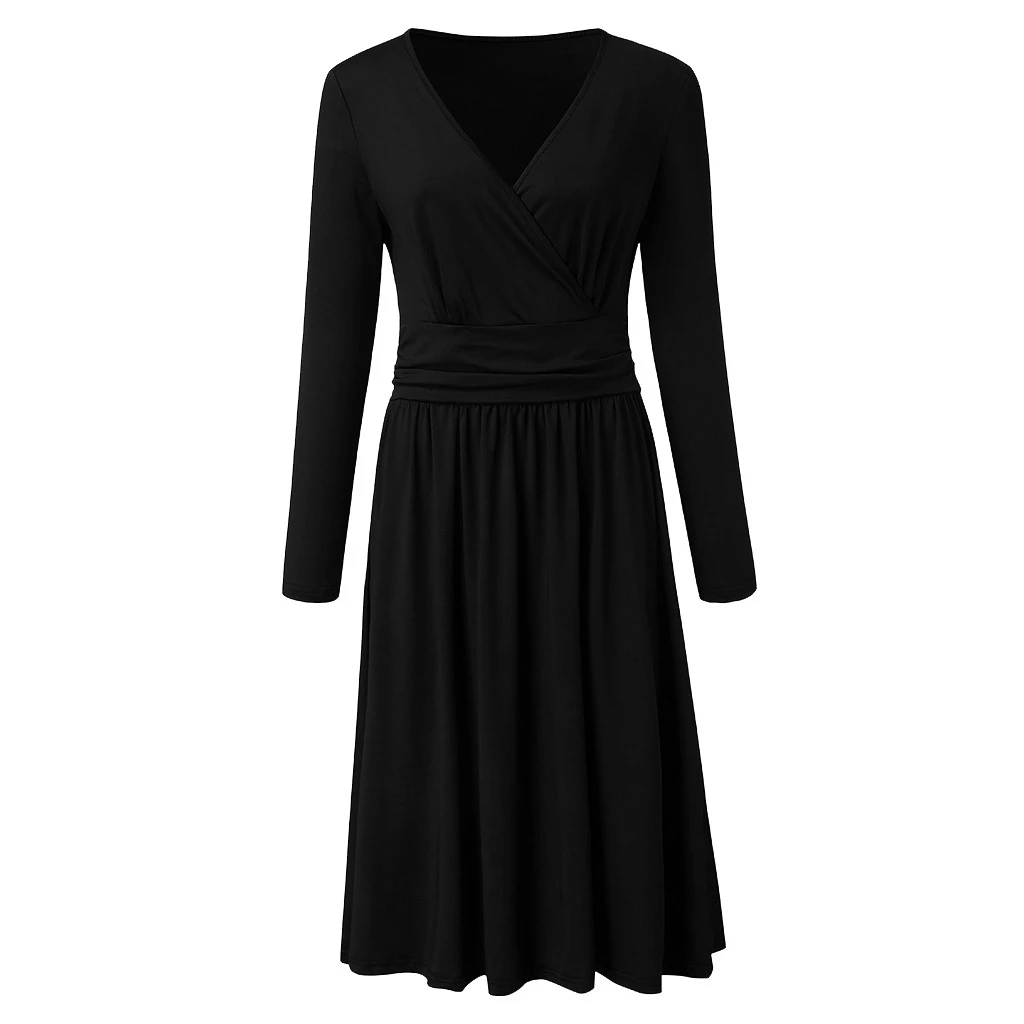 FREE OSTRICH 2019 Autumn Winter Dress Women Long Sleeve Dress Casual Slim Sashes Midi Dress Plus Size Fashion Clothing 930