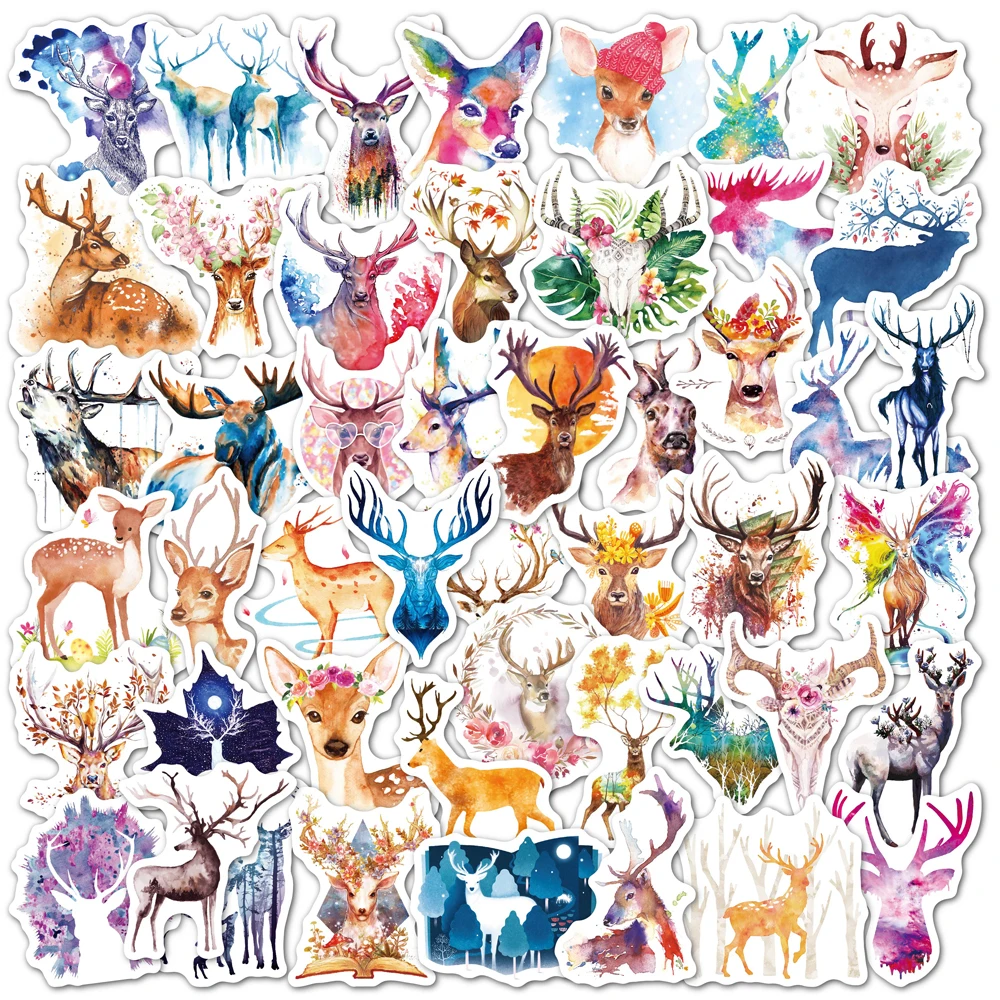 

10/30/50PCS Mix Styles Cute Watercolor Animal Elk Graffiti Stickers Aesthetic Laptop Phone Guitar Cartoon Decal Sticker Kid Toy