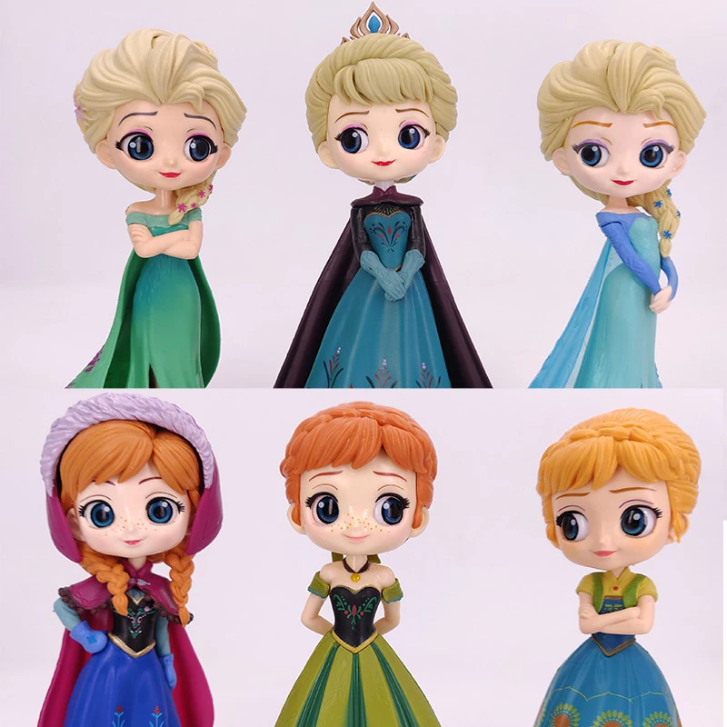 

Bandai 3 Style 2pcs/set Q Posket Snow Queen Elsa & Anna Figures Collectible Model PVC Anime Dolls 15-17cm