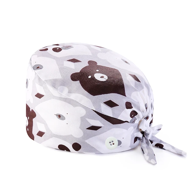 Hot Adjustable scrubs women Unisex Printing Cotton Scrub Hat Beauty Salon Working Caps Nurse Hat Elastic Nurse Accessories TZ-F138