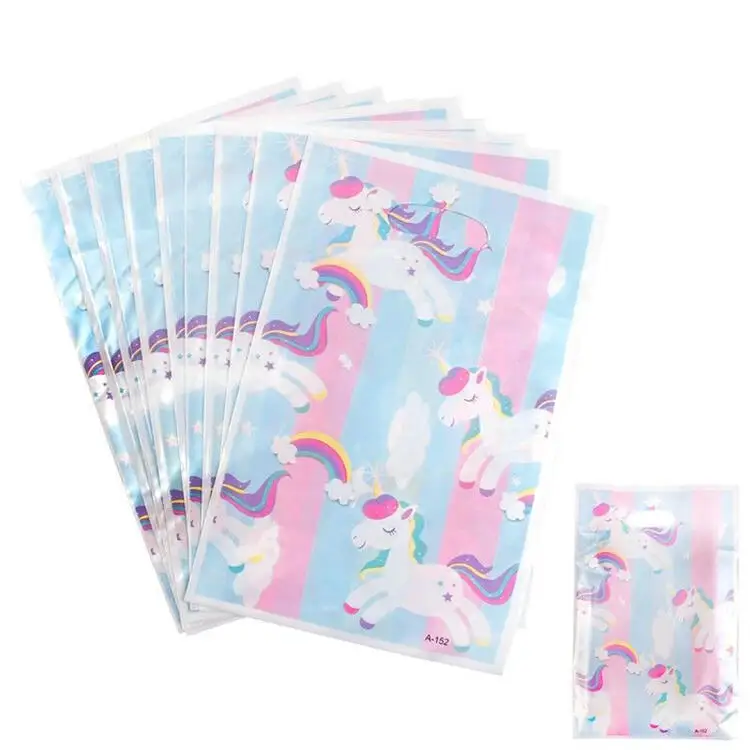 10pcs Unicorn Plastic Gift Bags Candy Bag Disposable Bags Birthday Party Favors 