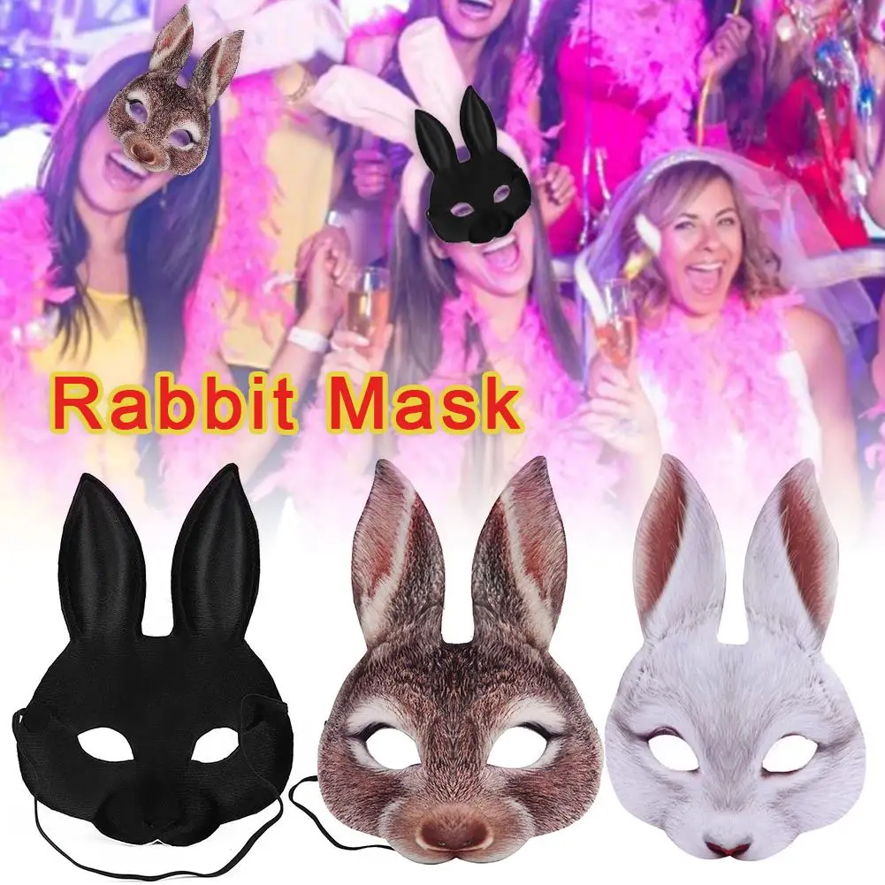 

Rabbit Mask Easter Bunny Face Mask For Unisex Carnival Holiday Party Cospaly Male Head Fancy Dress
