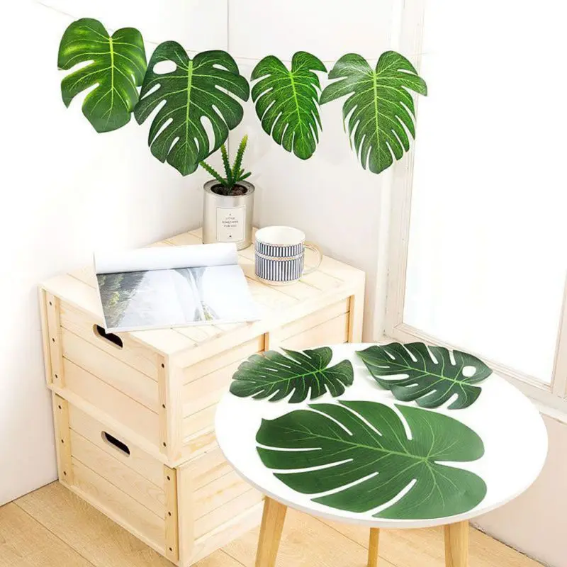 Monstera 20 шт Искусственные искусственные Пальмовые Листья в форме листьев зеленые растения Свадебные украшения DIY цветы композиция растительный лист