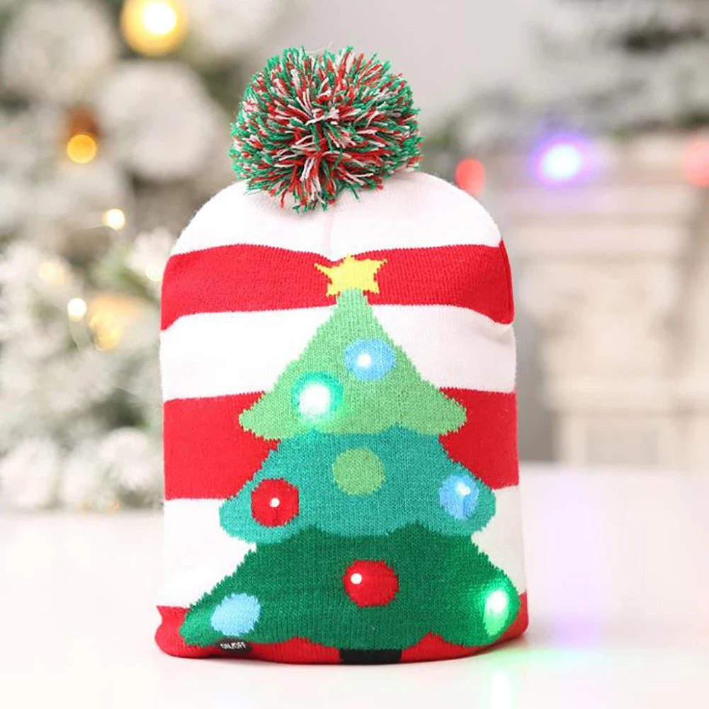 Год, для взрослых и детей, милый светодиодный светильник для рождественской вечеринки, шапка бини, теплый свитер, вязаный набор из шапки и шарфа, подарок для детей и взрослых