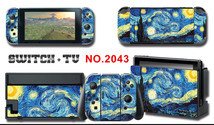1set New Cute Anime Full Body Sticker for NS Switch Protective Cover Skin Colorful Art for Game Console Joy-Con Controller Decor