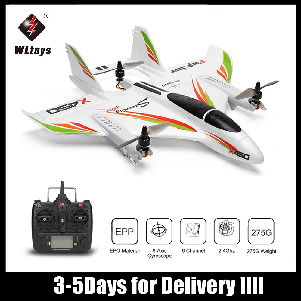 WLtoys XK X450 RC Glider 2.4G 6CH 3D/6G RC Airplane Vertical Takeoff LED RTF Toy