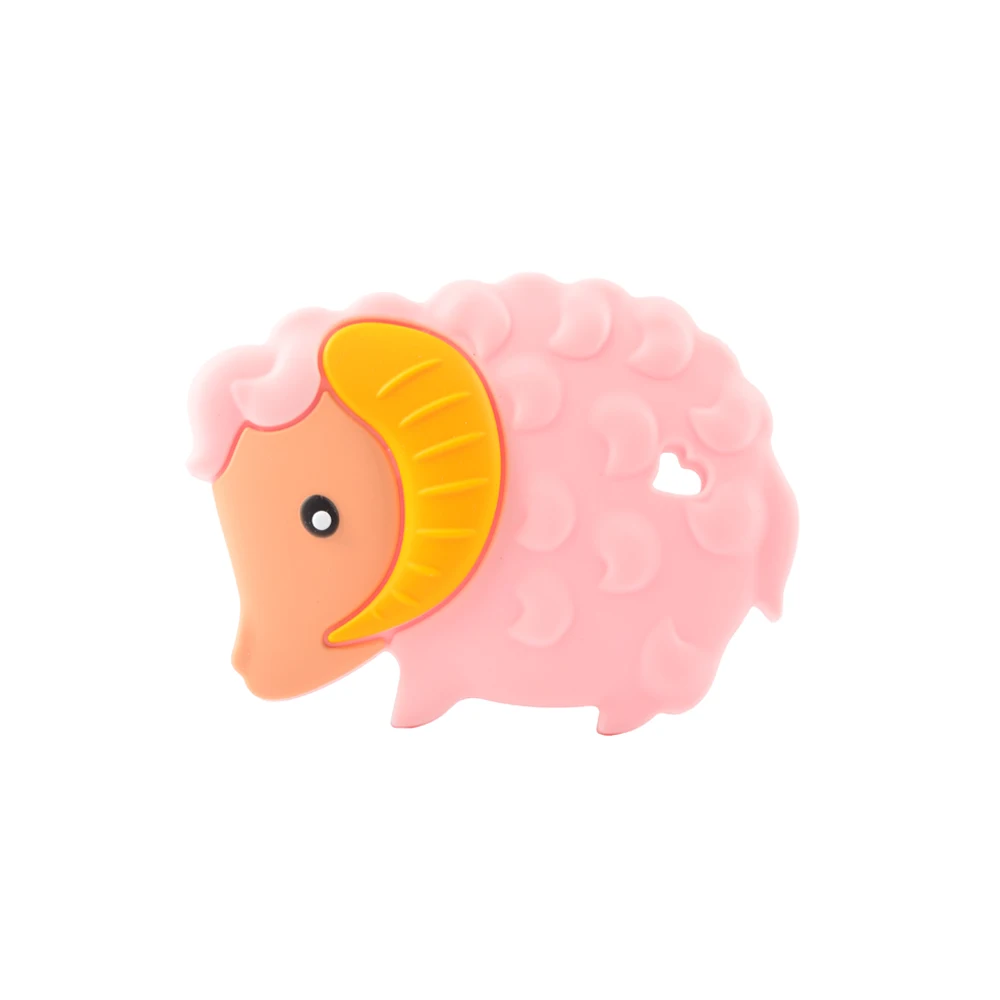 LOFCA 1 шт., детский силиконовый прорезыватель, мультяшный милый кулон для животного, игрушка без бисфенола, Пищевая силиконовая прорезыватель, детский жевательный подарок для кормления - Цвет: pink