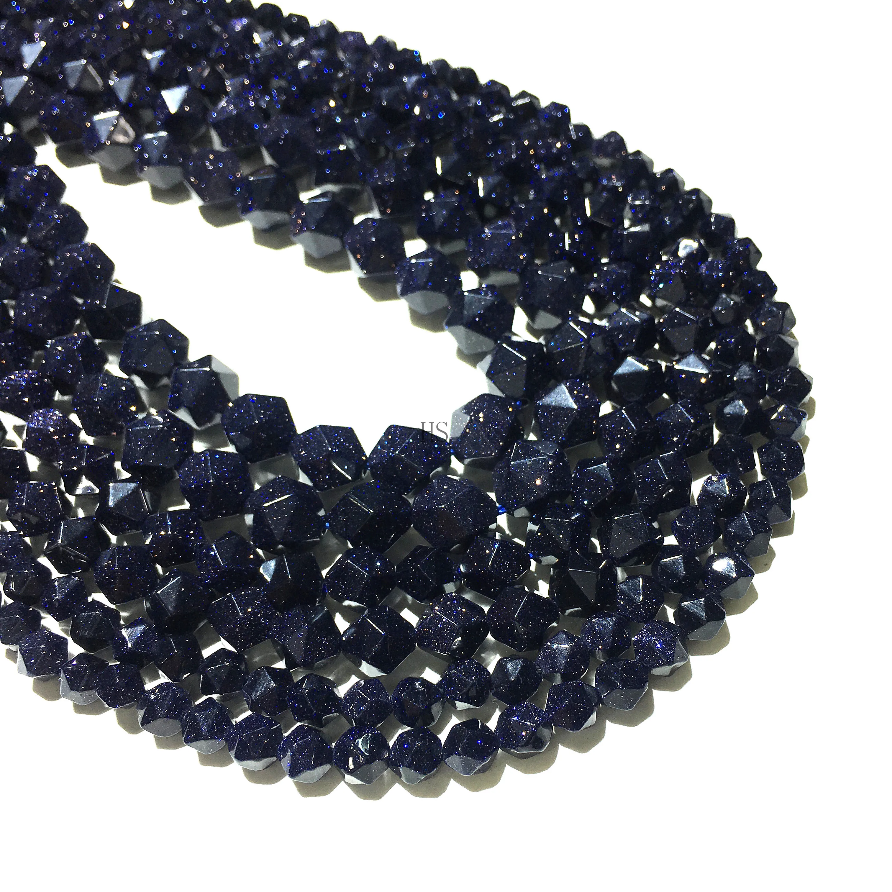 

Natural Stone Blue Sand Stone Faceted Round Loose Bead 6 8 10 MM Semi-precious Gemstone Healing Energy Jewelry Bracelet Necklace