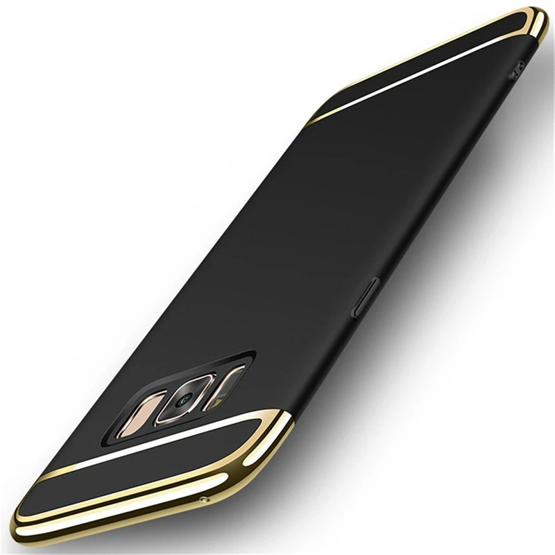 Роскошный чехол 3 в 1 для samsung Galaxy S6 S7 Edge S8 S9 S10 Plus жесткий чехол для samsung Galaxy Note 8 9 - Цвет: Black