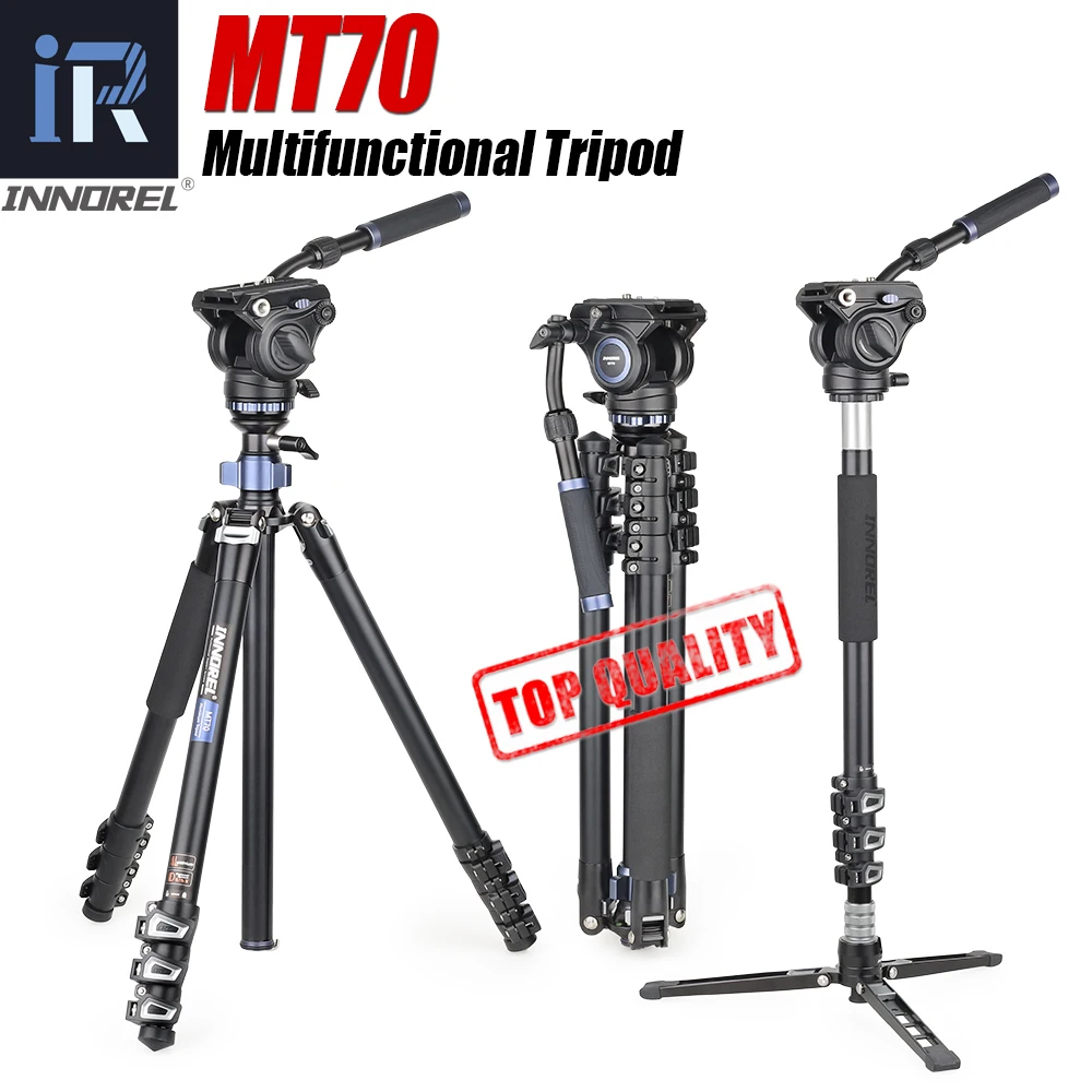MT70 Video Camera Tripod Fast Flip Buckle Fluid Head Panoramic Half Ball Bowl Monopod Stand Base fo