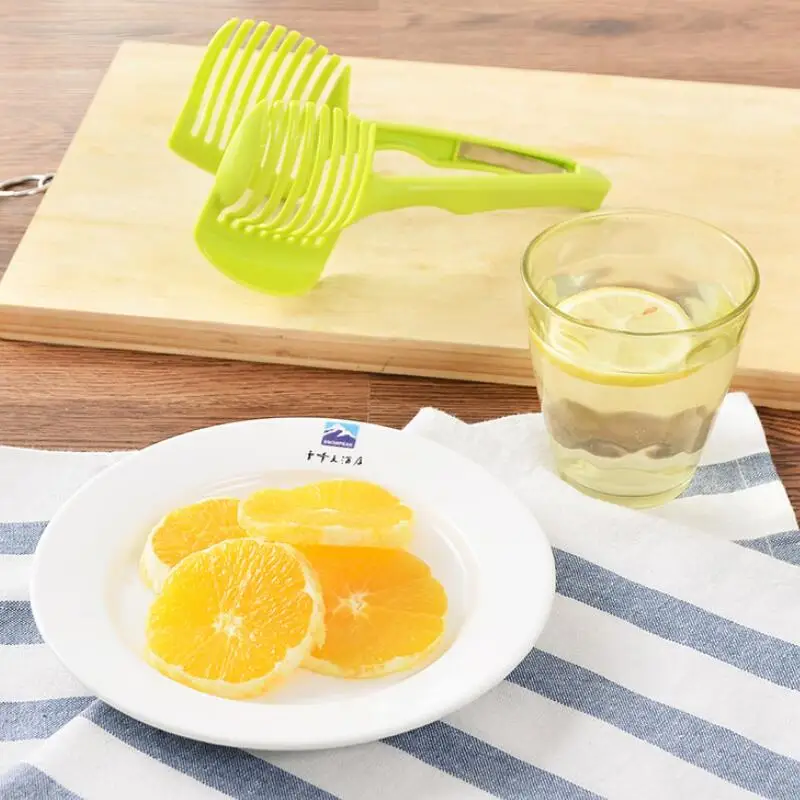 Tomato Slicer Hand-Held Plastic Potato Cutter Kitchen Gadgets Lemon Onion Fruit Vegetable Splitter LX7955