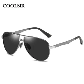 

Men Sunglasses Polarized Design Pilot Sun Glasses Driving Aviation Metail Frame Quality Oversized Spring Leg Alloy Night vision