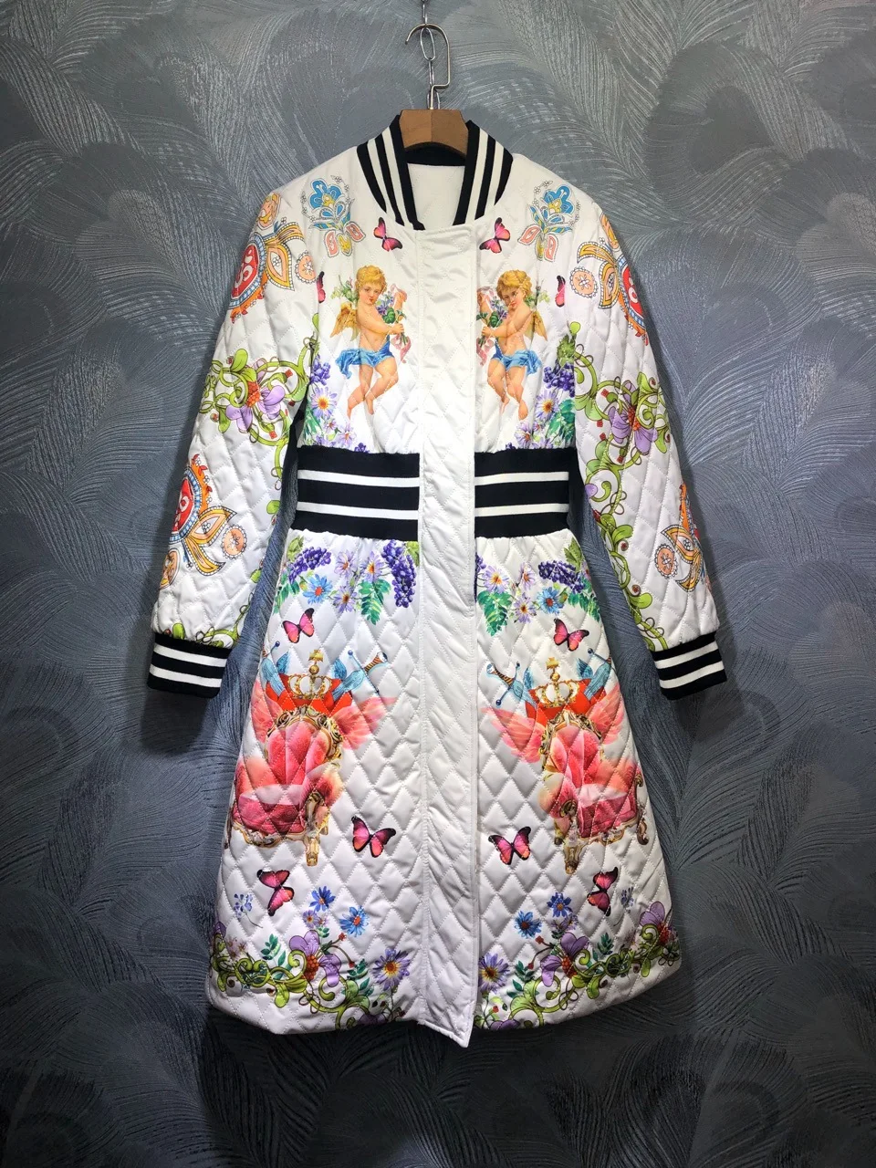 Women high quality floral print Padded coat Autumn winter fashion women's overcoat B268