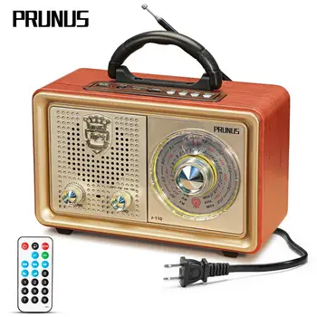

PRUNUS M-110BT Vintage radio FM AM radio receiver Bluetooth MP3 USB AUX TF card Rechargeable Radio with Remote Control