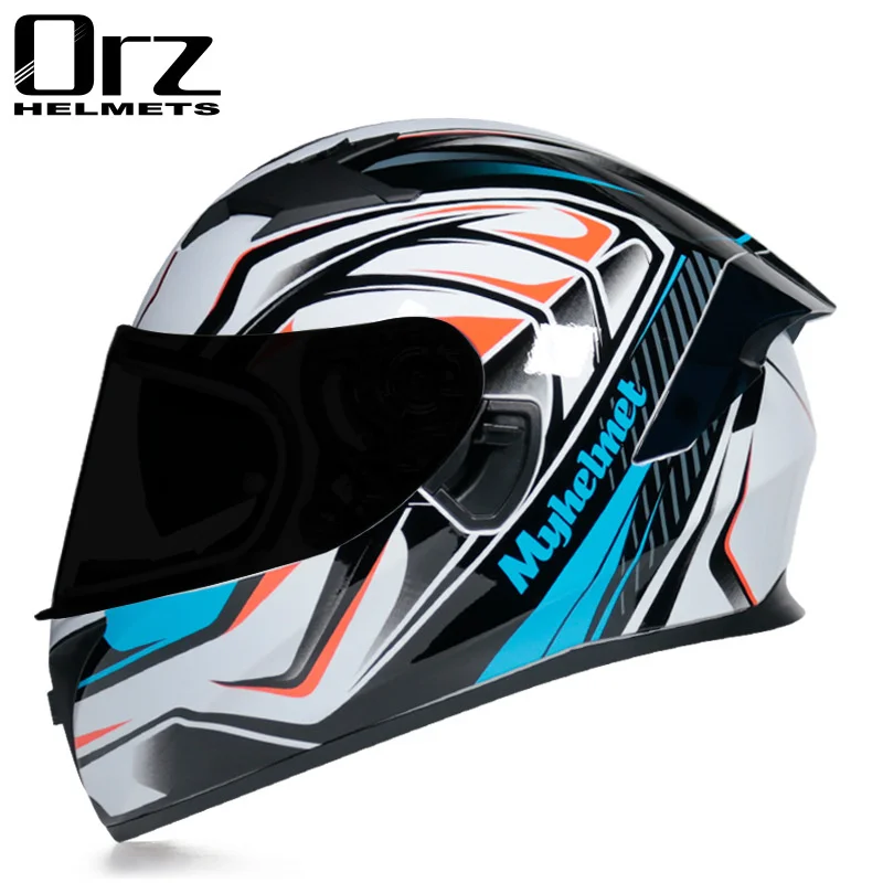 

Мотоциклетный шлем с двойным козырьком, на все лицо, с двойными линзами, для мужчин, для езды на велосипеде от грязи, для лета и зимы, 2 подарка