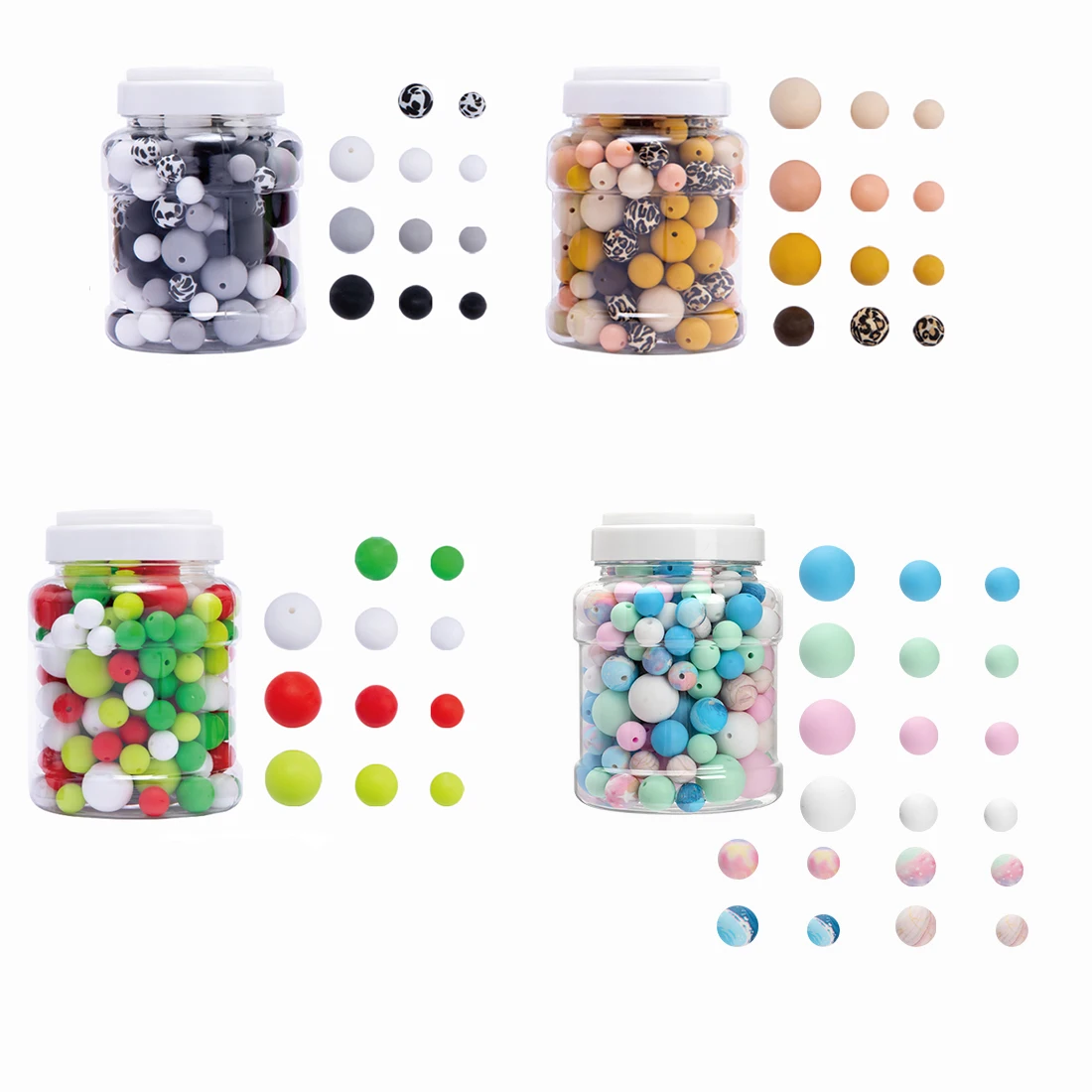 

Barreled Silicone Beads Mixed color 12/15/20mm BPA Free DIY Food Grade Silicone Teether Round Beads Color Teething Toys