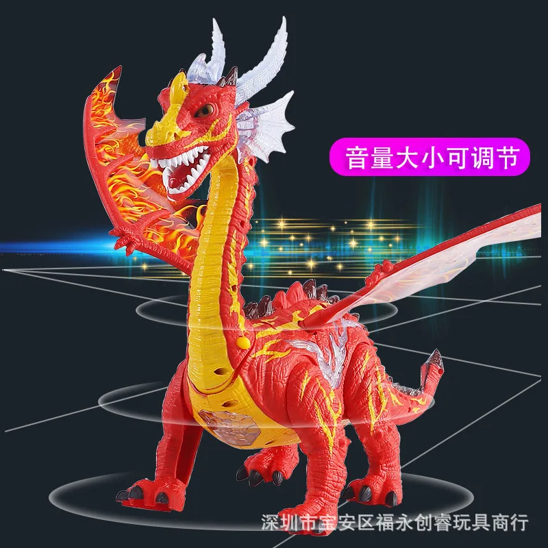 

Lay Eggs Spray Dinosaur Toy Flame Dragon Model Large Size Garage Kit Electric Light Spitfire Dragon rong kai 6822