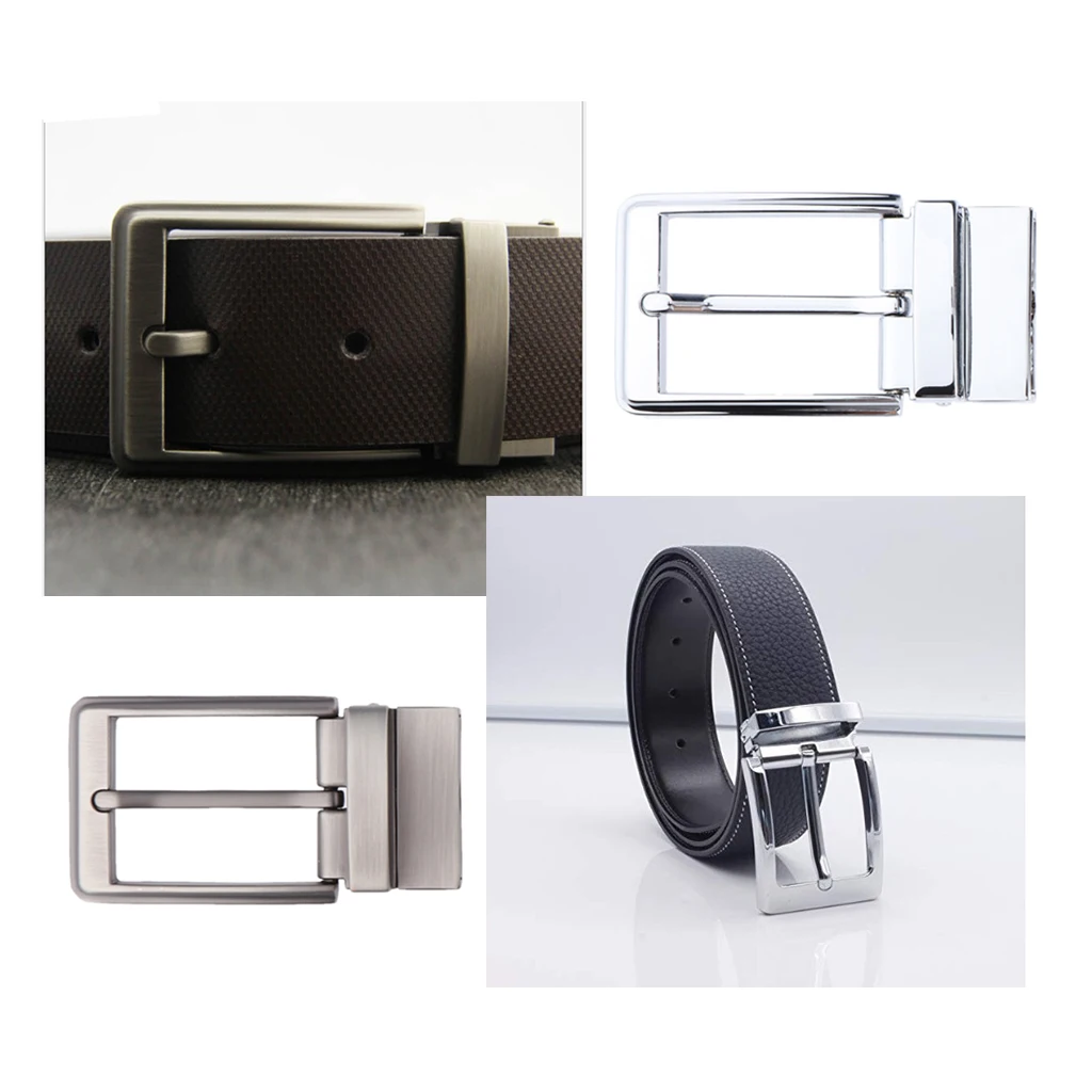 Reversible Alloy Belt Buckle Single Prong Rectangular Sewing Replacement Parts Craft Decoration for Men