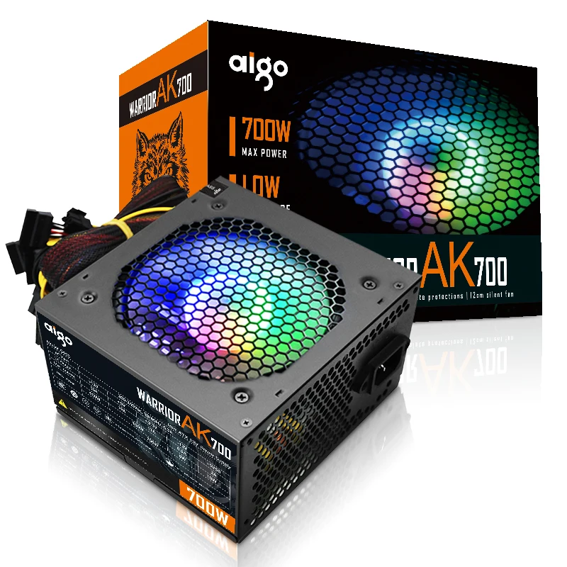 Aigo AK 700W PC PSU Power Supply unit Black Gaming Quiet 120mm rgb Fan 24pin 12V ATX Desktop computer Power Supply for BTC 6 Aigo AK 700W PC PSU Power Supply unit Black Gaming Quiet 120mm rgb Fan 24pin 12V ATX Desktop computer Power Supply for BTC - Image 6