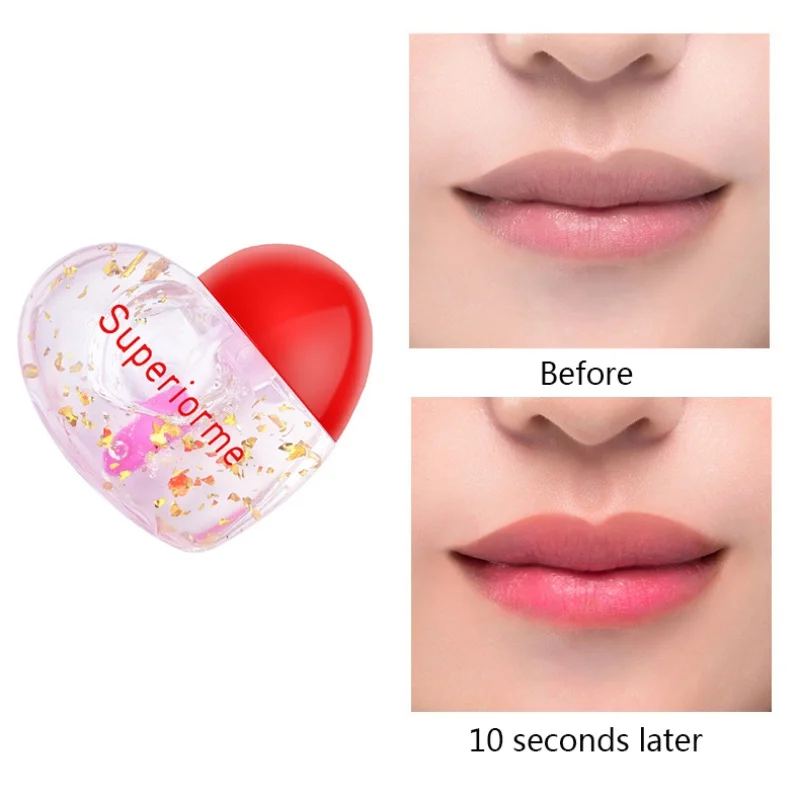 

Cute Heart Shape Moisturizer Lip Blam Liquid Hydrating Smooth Fine Lines Brighten Lip Color Temperature Color Change Lip Blam