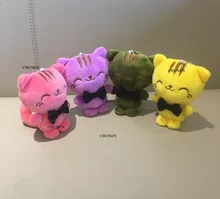 Adorable juguete de peluche de gato de 10 CM, muñeco de peluche de gato de juguete; llavero de regalo de peluche de ramo de boda(China)
