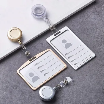 

1 Set Aluminum Alloy Card Holder with ABS Retractable Badge Reel Pull ID Card Badge Holder