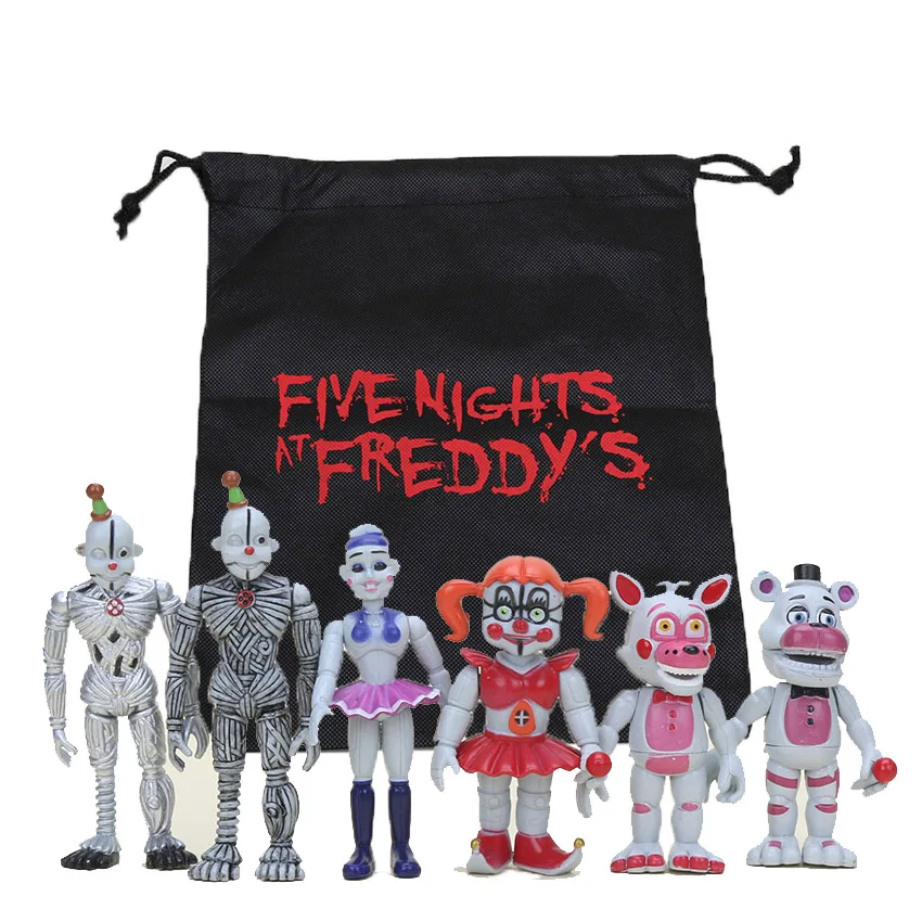 6Pcs/set Freddy Action Figures Lightening Movable joints Foxy Freddy Chica Figures PVC model Toys wrestling toys Action & Toy Figures