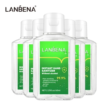 

LANBENA Hand Sanitiser Gel Silver Ion Efficient Disinfection Waterless Quick Dry 99% Antibacterial Family Use Hand Care 5PCS