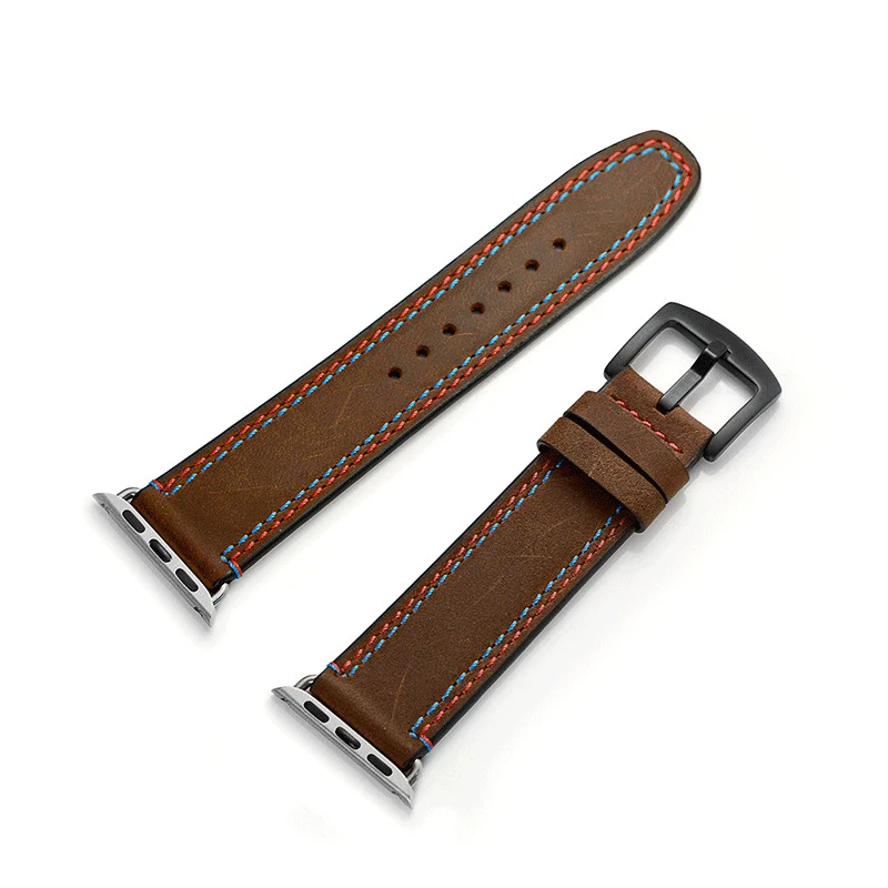 Brown 44 мм 40 мм ремешок для часов Apple Watch Series 5 4 3 2 1 высококачественный ремешок из натуральной кожи для Apple Watch браслет ремешок для часов 42 мм - Цвет ремешка: Brown