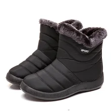 Зимние теплые женские ботинки с плюшевой подкладкой; водонепроницаемые зимние ботинки; легкая Нескользящая женская обувь из хлопка на высоком каблуке