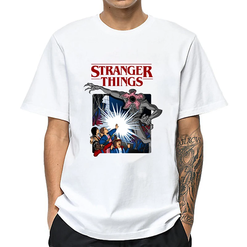 

2019 Men's T-Shirt Stranger Things Tshirts Short Sleeve Tee Letter Cool Design Tops Hipster Tshirt Black Write Men Clothes Tees